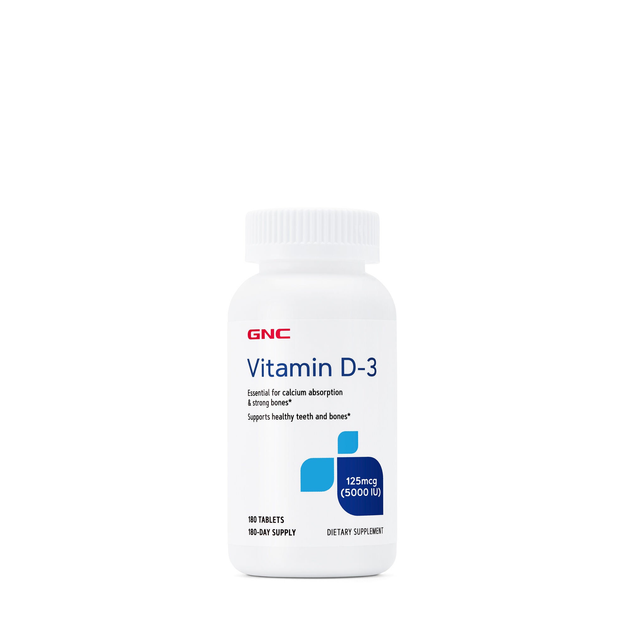 Vitamin D3 Tablets 5000 IU - 180 Tablets (180 Servings)  | GNC